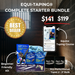 Equi-Taping Complete Starter Bundle with pricing and product display on a dark background