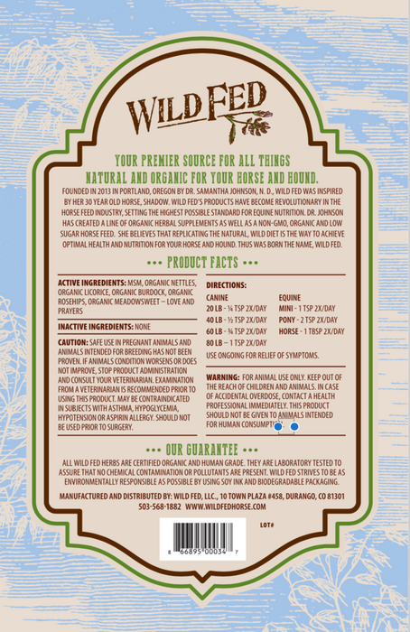 Wild Fed Joint Support #1 Organic Herbal Horse Supplement