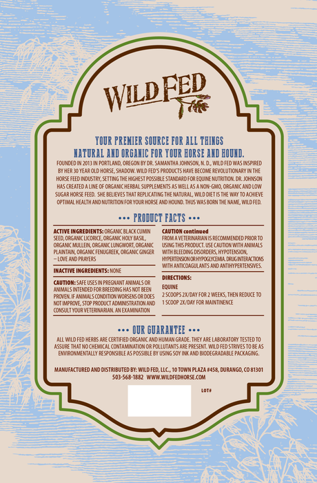 Wild Fed Breathe Freely Organic Herbal Horse Supplement