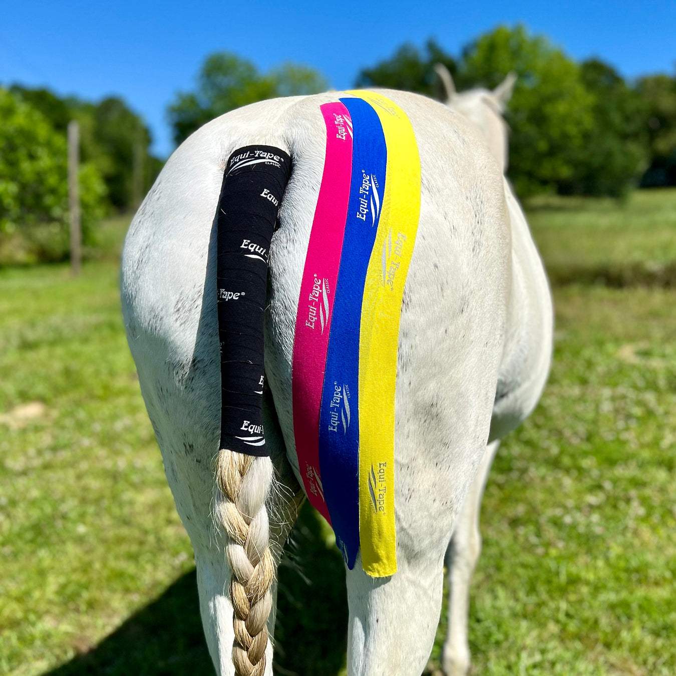 Equi-Tape® application for muscle relaxation. Use on the horse's "hamstring" to relax the muscles and all for full range of movement. 